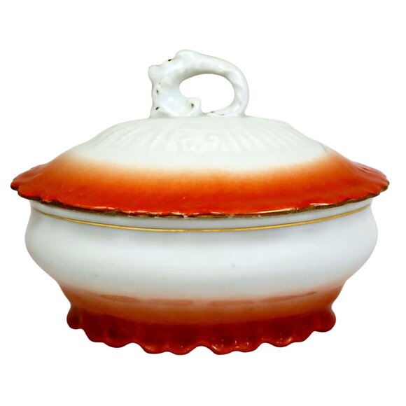 Vintage Luster-Style Covered Vanity Dishes – Rosebud Motif, Hand-Numbered Pair - Picture 4 of 13